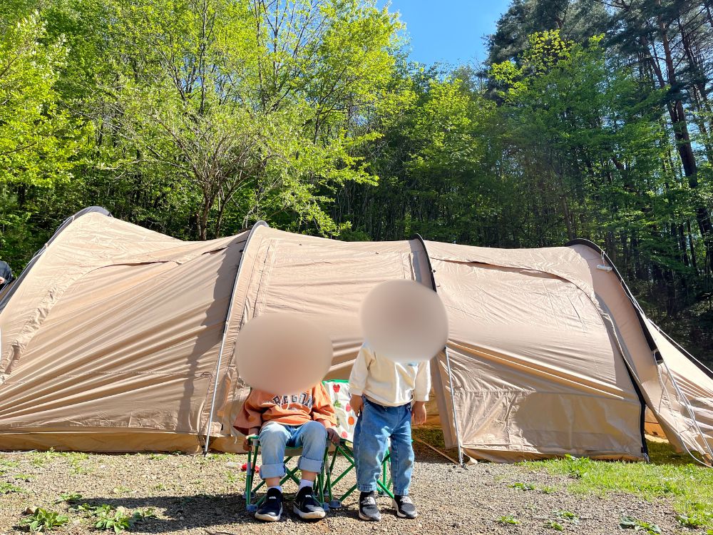 初めてテントを建てたときの写真