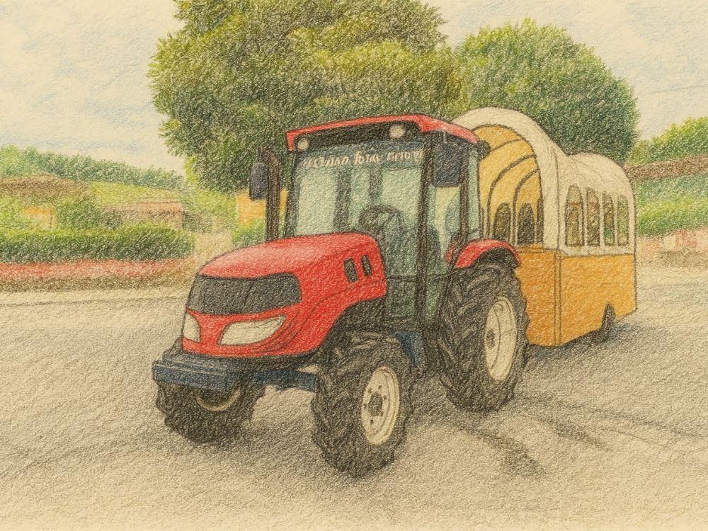 トラクターバスのイラスト