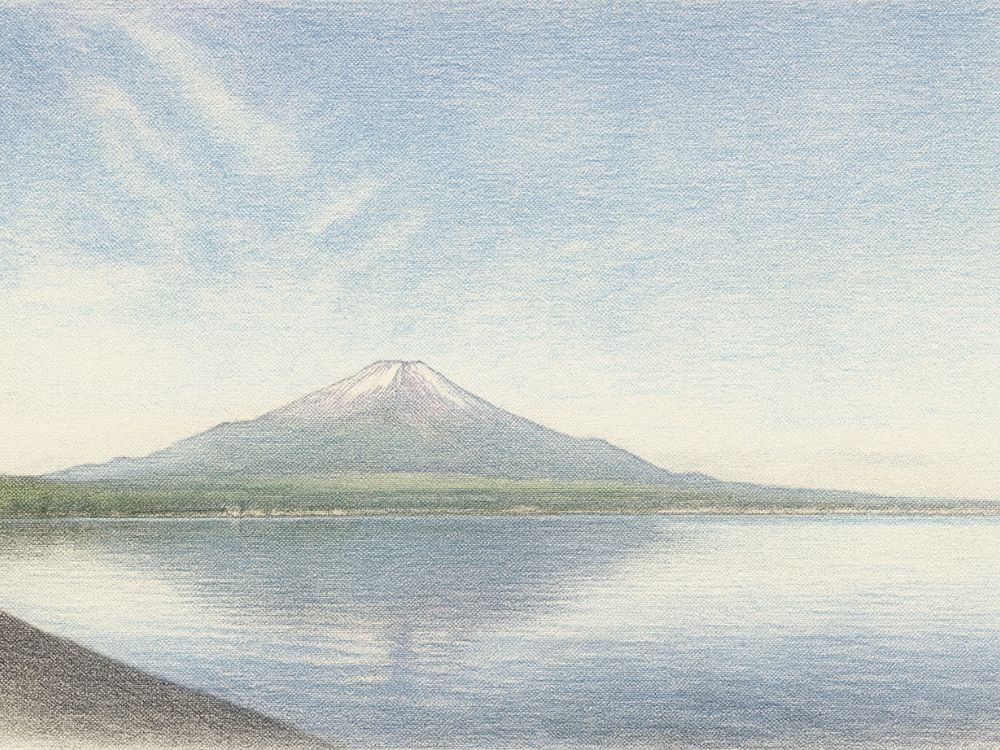 山中湖と富士山の絵