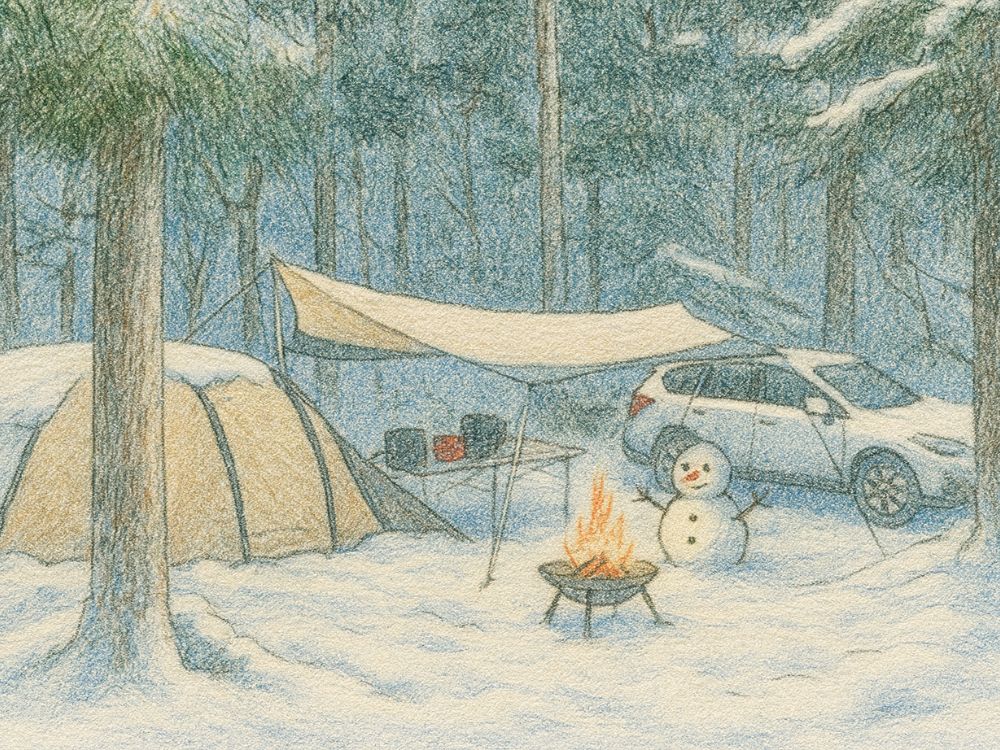 雪中キャンプの絵